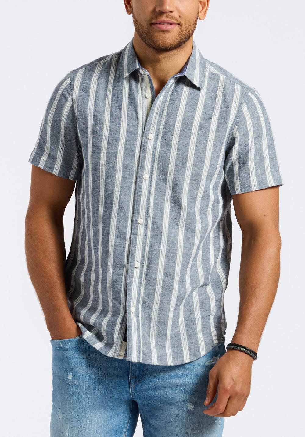 buffalo david bitton Chemise boutonnée coupe décontractée imprimée pour homme Sonix marine