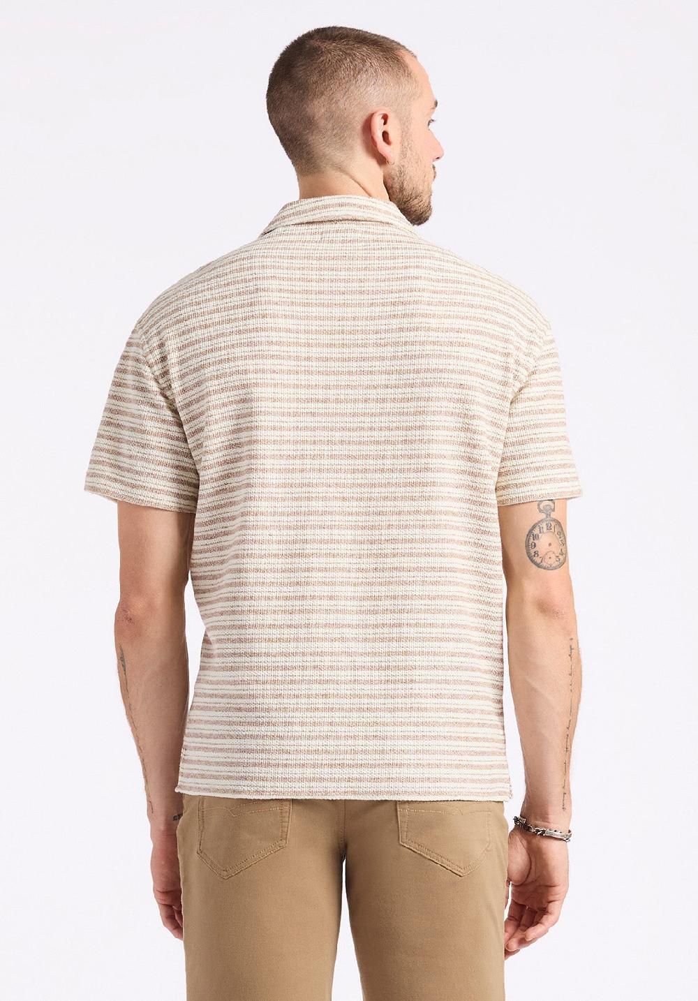 Buffalo David Bitton Chemise Boutonnée Rayée En Jersey Coupe Décontractée à Manches Courtes Pour Homme Koddy Beige