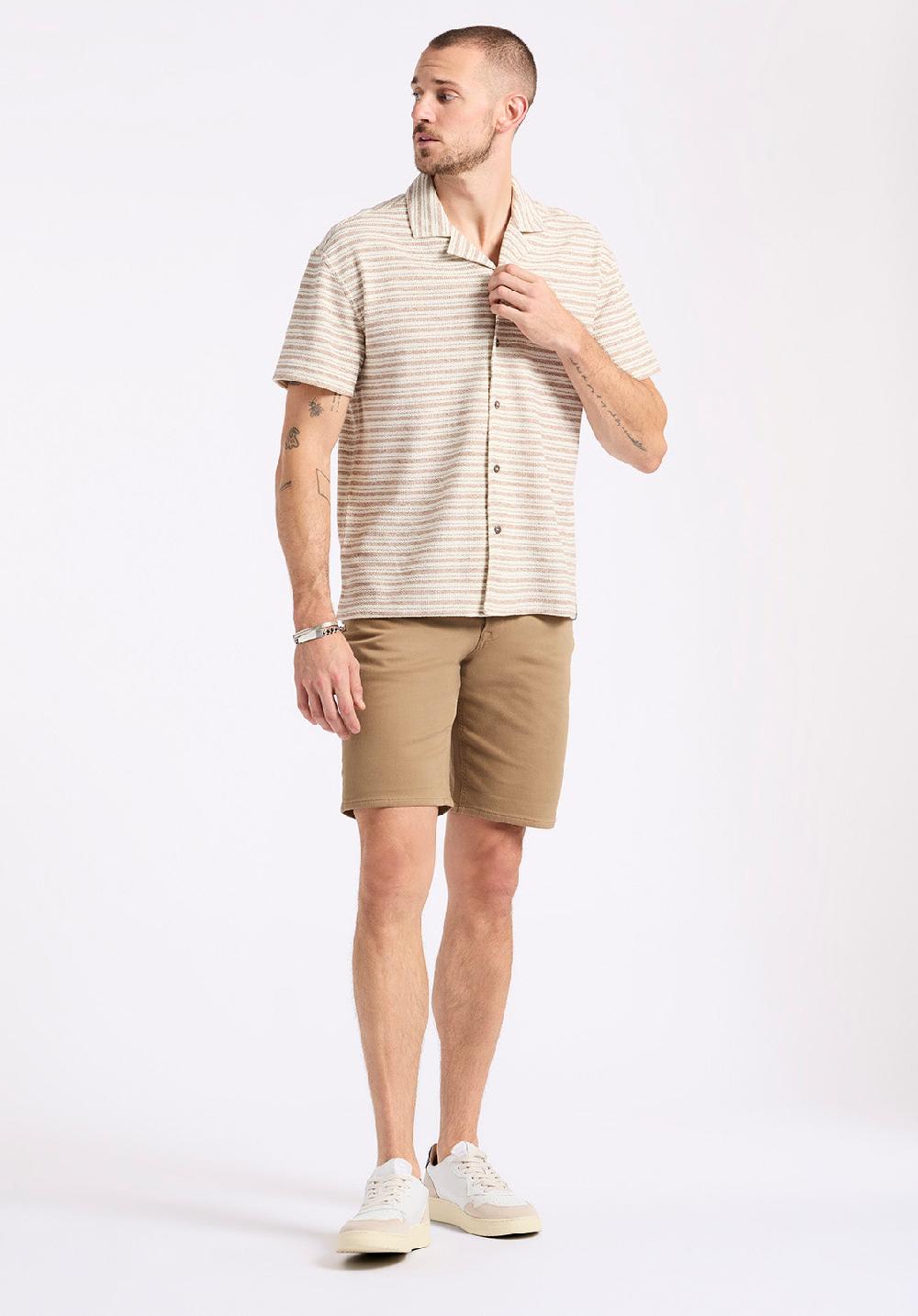 Buffalo David Bitton Chemise Boutonnée Rayée En Jersey Coupe Décontractée à Manches Courtes Pour Homme Koddy Beige