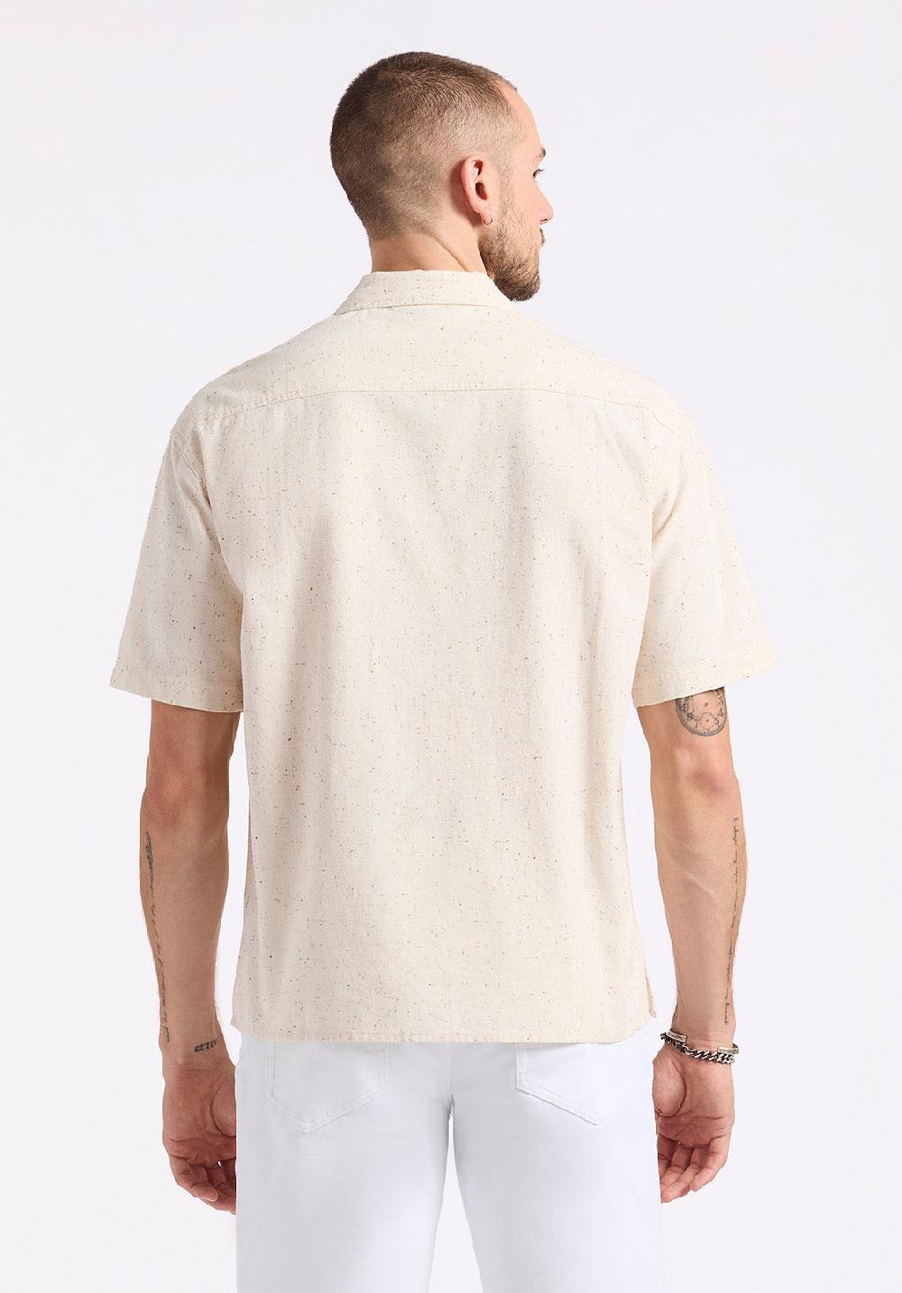 Buffalo David Bitton Chemise Camp Coupe Décontractée à Manches Courtes Imprimé Moucheté Pour Homme Sonix Beige Crème