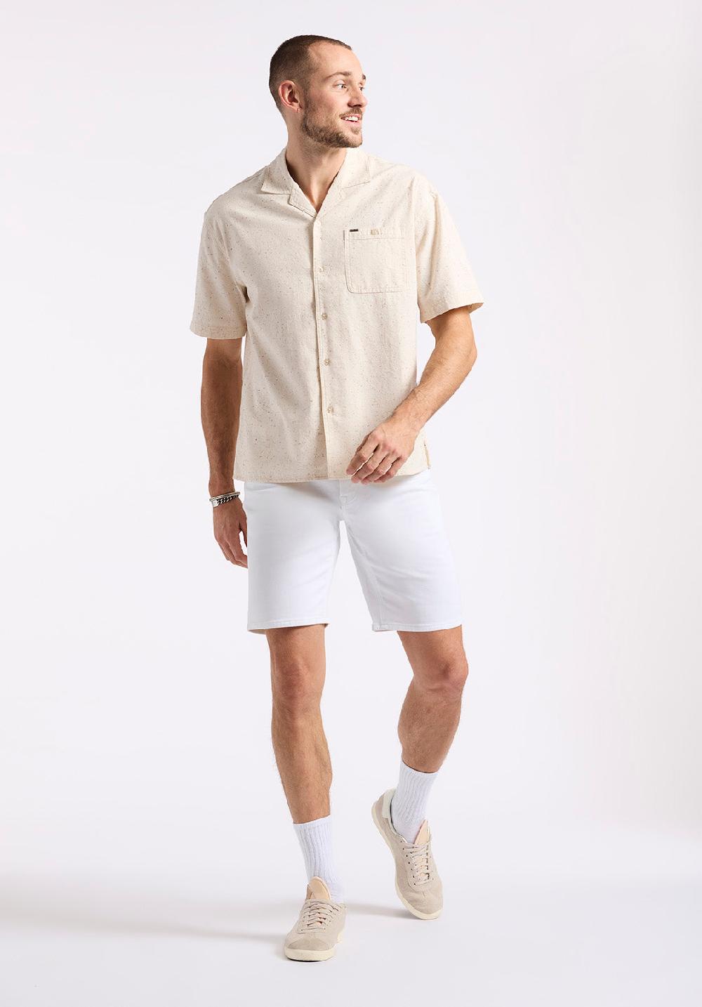 Buffalo David Bitton Chemise Camp Coupe Décontractée à Manches Courtes Imprimé Moucheté Pour Homme Sonix Beige Crème