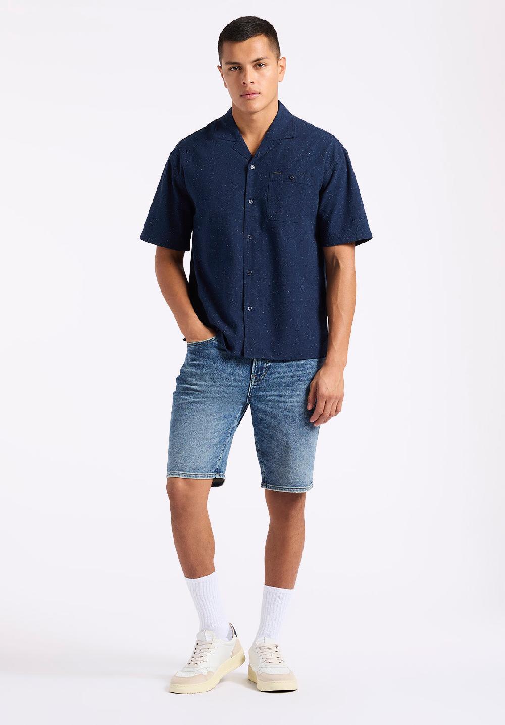 Buffalo David Bitton Chemise Camp Coupe Décontractée à Manches Courtes Imprimé Moucheté Pour Homme Sonix Marine