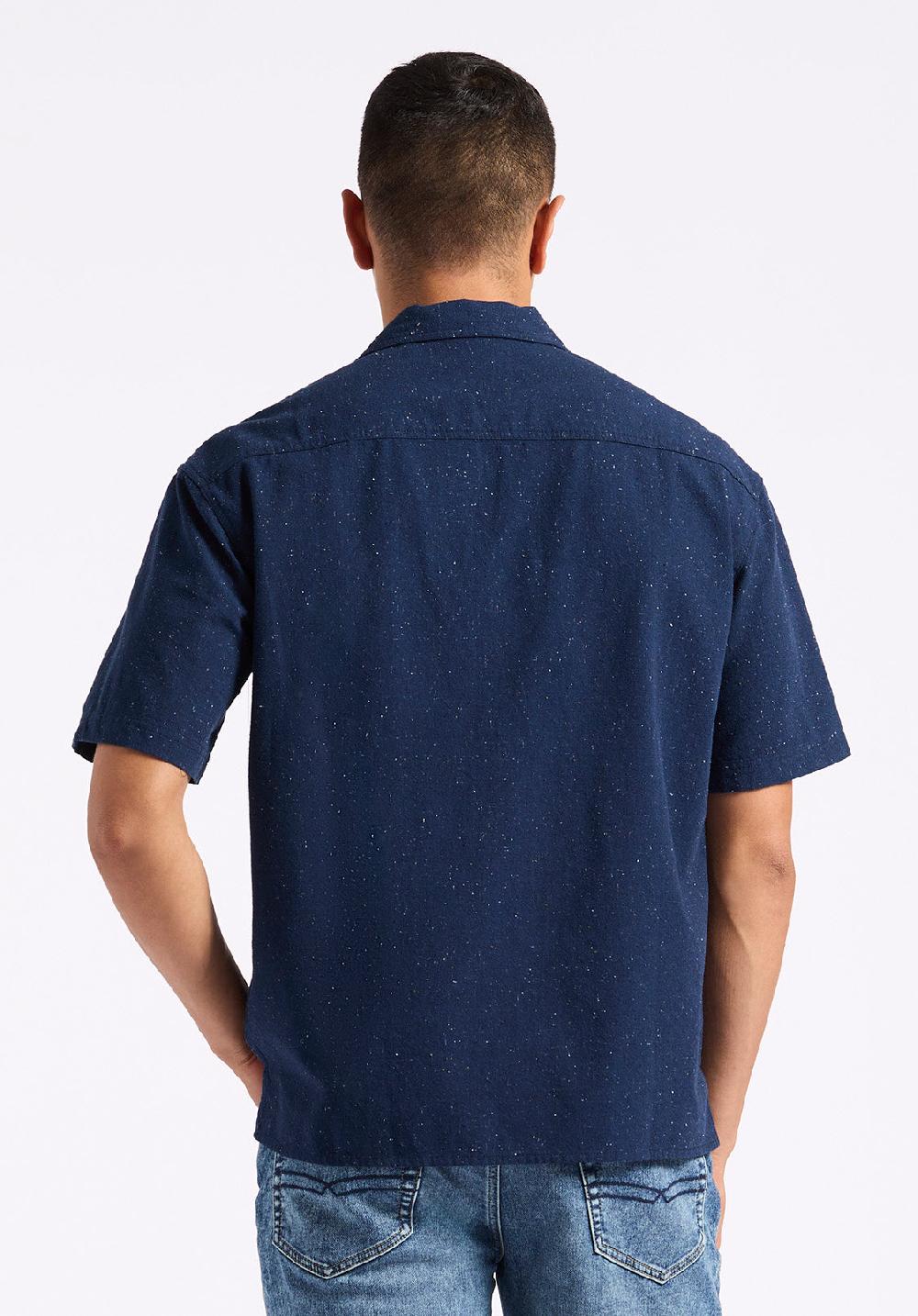 Buffalo David Bitton Chemise Camp Coupe Décontractée à Manches Courtes Imprimé Moucheté Pour Homme Sonix Marine