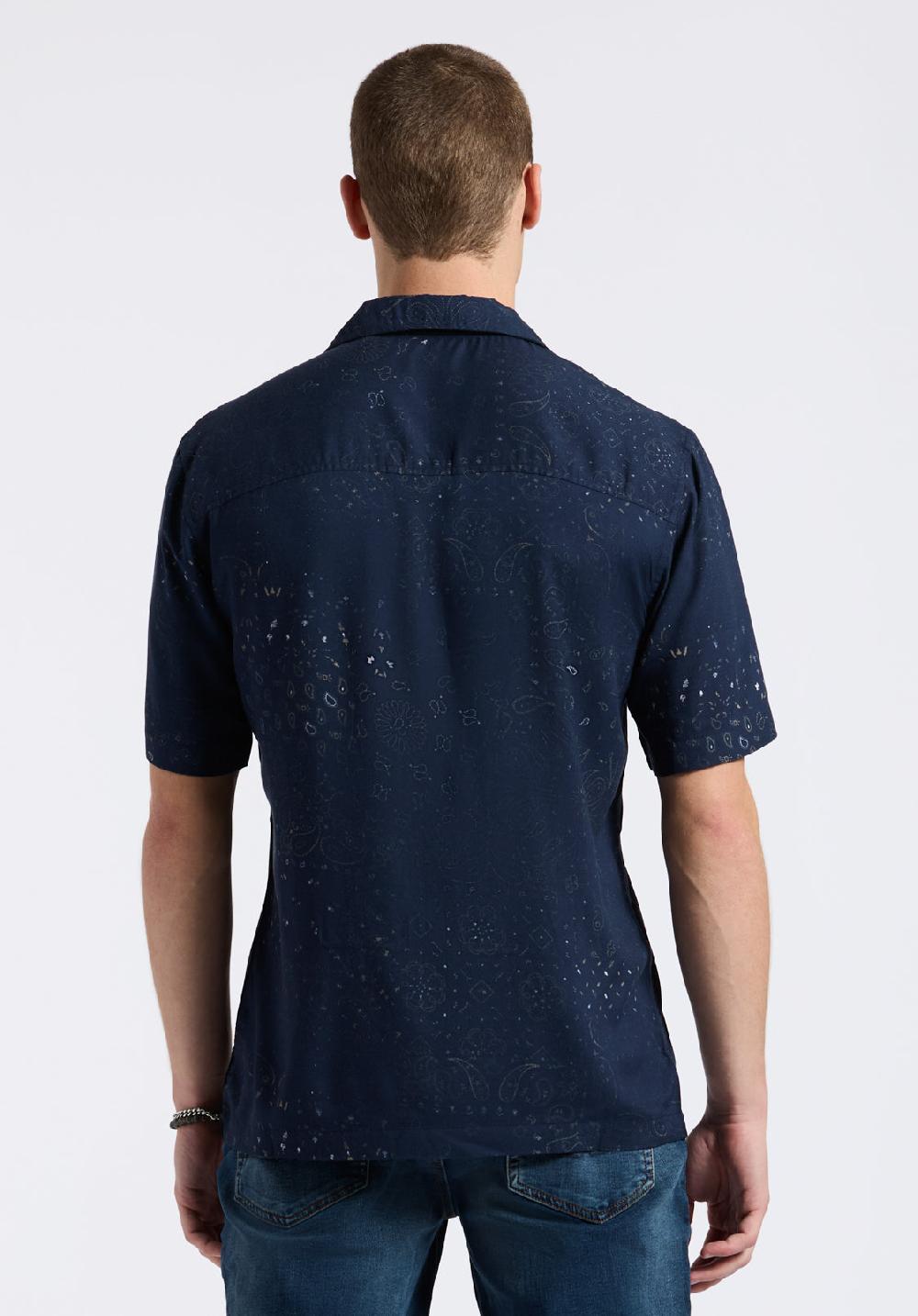 Buffalo David Bitton Chemise Camp Légère à Manches Courtes Imprimé Bandana Pour Homme Sandro Marine