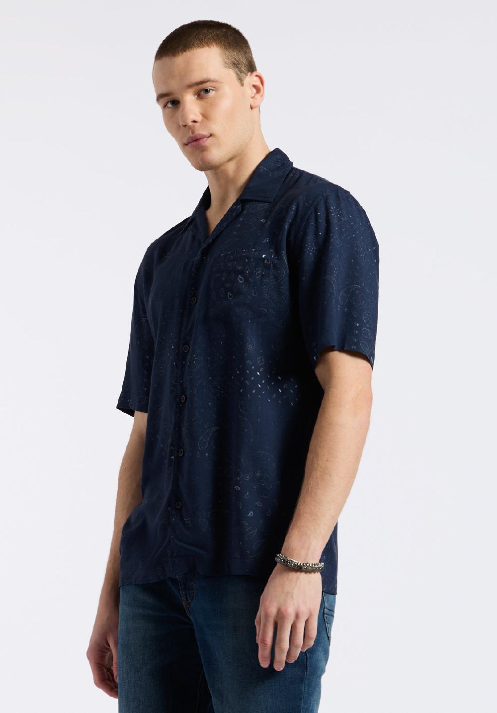 Buffalo David Bitton Chemise Camp Légère à Manches Courtes Imprimé Bandana Pour Homme Sandro Marine