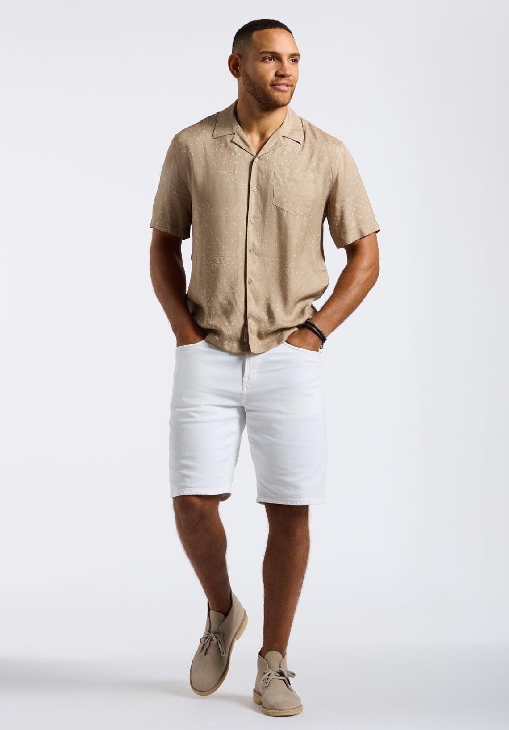 Buffalo David Bitton Chemise Camp Légère à Manches Courtes Imprimé Bandana Pour Homme Sandro Beige Tuffet