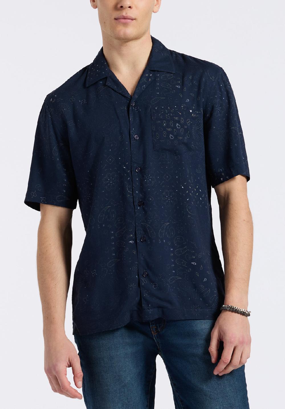 buffalo david bitton Chemise camp légère à manches courtes imprimé bandana pour homme Sandro marine