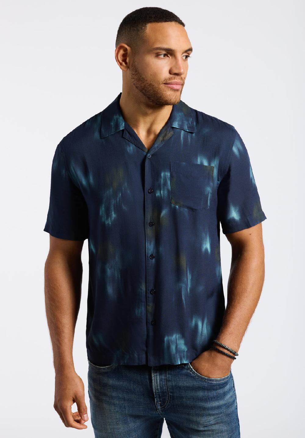 Buffalo David Bitton Chemise Camp Tie-dye à Manches Courtes Pour Homme Sandro Marine