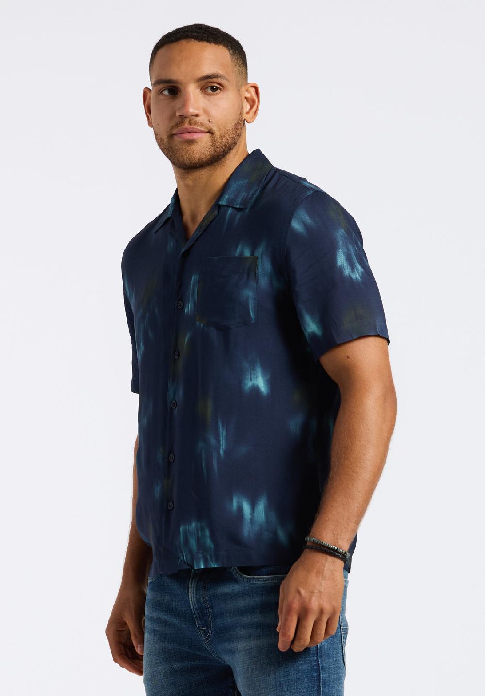 Buffalo David Bitton Chemise Camp Tie-dye à Manches Courtes Pour Homme Sandro Marine