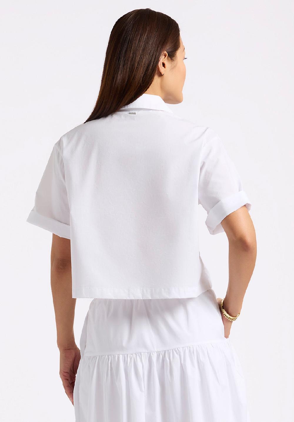 Buffalo David Bitton Chemise Courte à Manches Courtes Avec Broderies Florales Sorcha Pour Femme Blanc