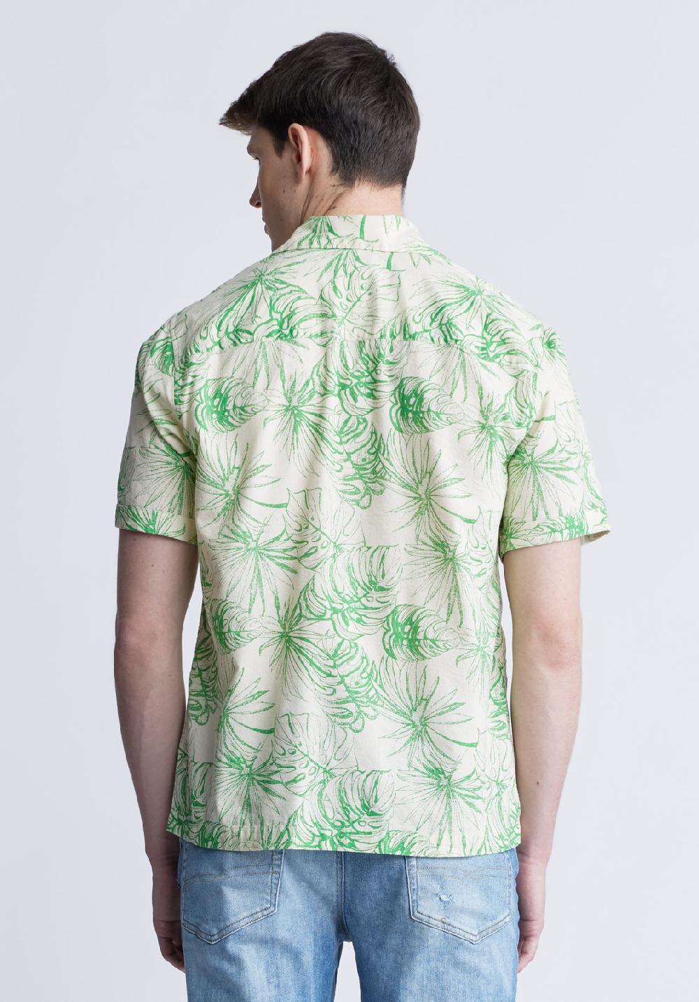 Buffalo David Bitton Chemise Imprimée à Manches Courtes Suresh Pour Hommes Beige - BM24293