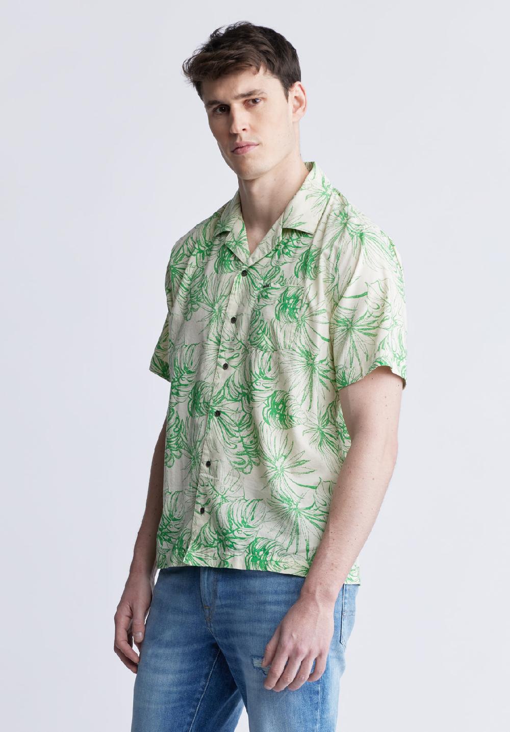 Buffalo David Bitton Chemise Imprimée à Manches Courtes Suresh Pour Hommes Beige - BM24293