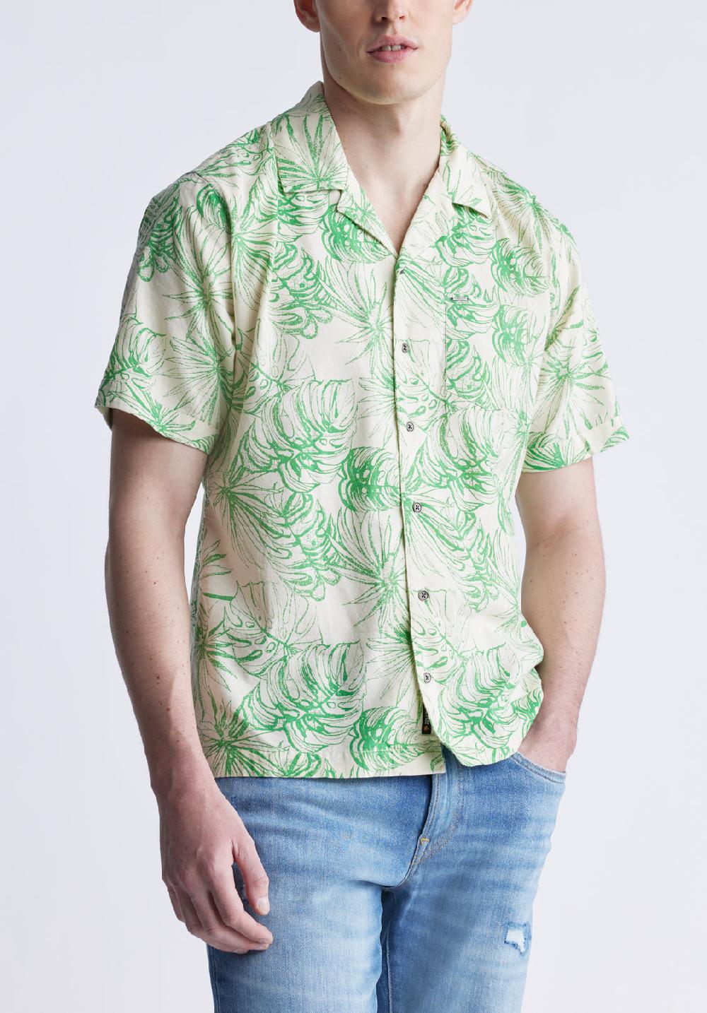 Buffalo David Bitton Chemise Imprimée à Manches Courtes Suresh Pour Hommes Beige - BM24293