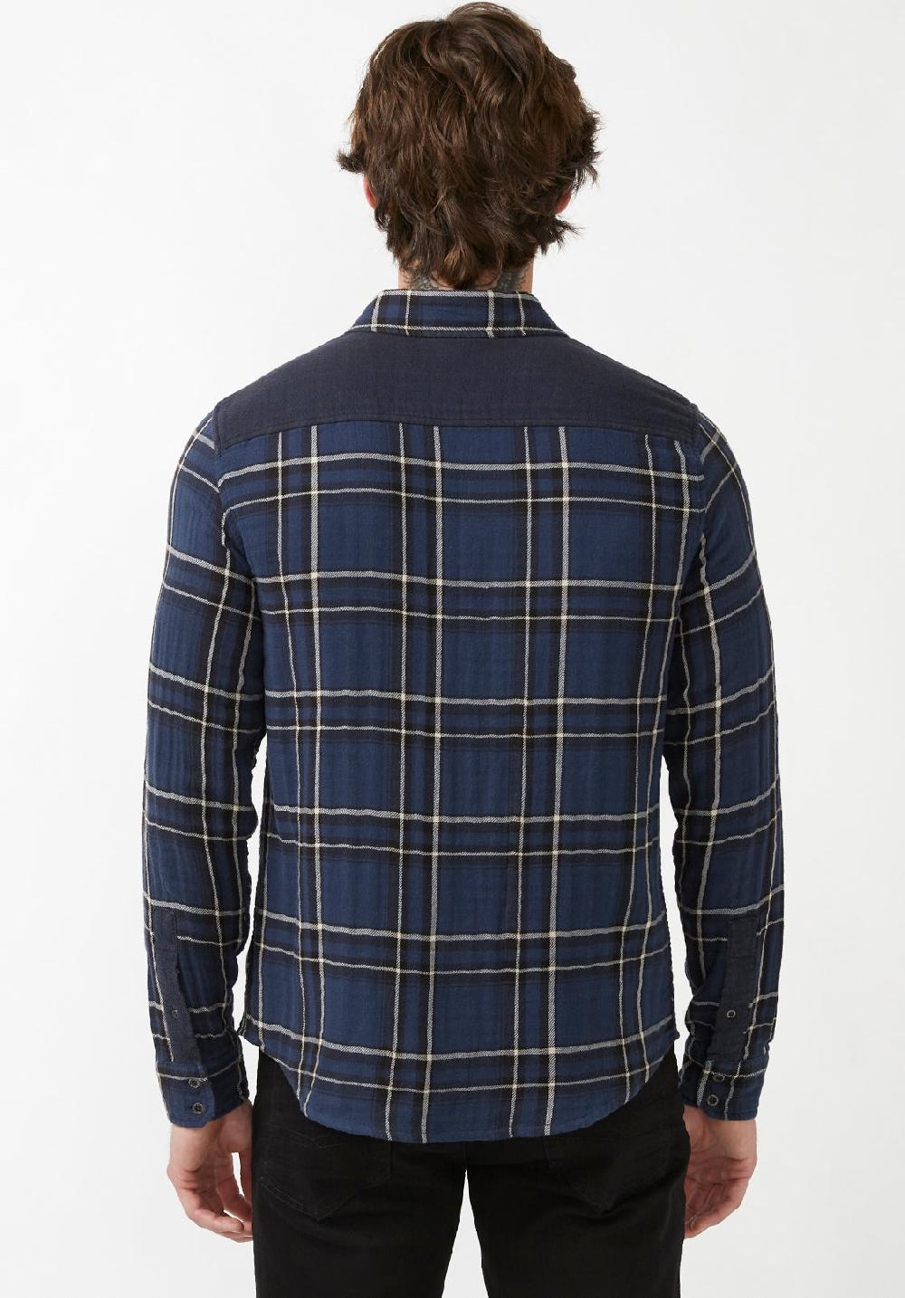 Buffalo David Bitton Chemise Sujay à Carreaux Bleus Et Manches Longues Pour Hommes - BM2411