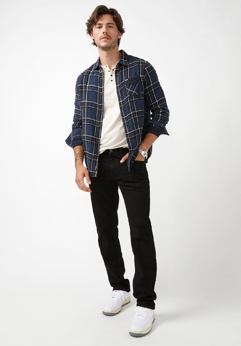 Buffalo David Bitton Chemise Sujay à Carreaux Bleus Et Manches Longues Pour Hommes - BM2411