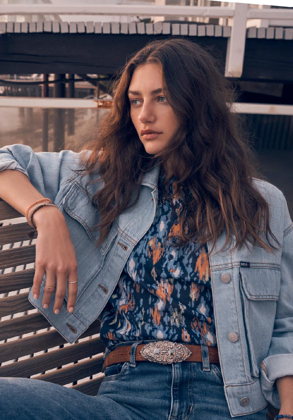 Buffalo David Bitton Cinza Women’s Sleeveless Printed Top In Navy