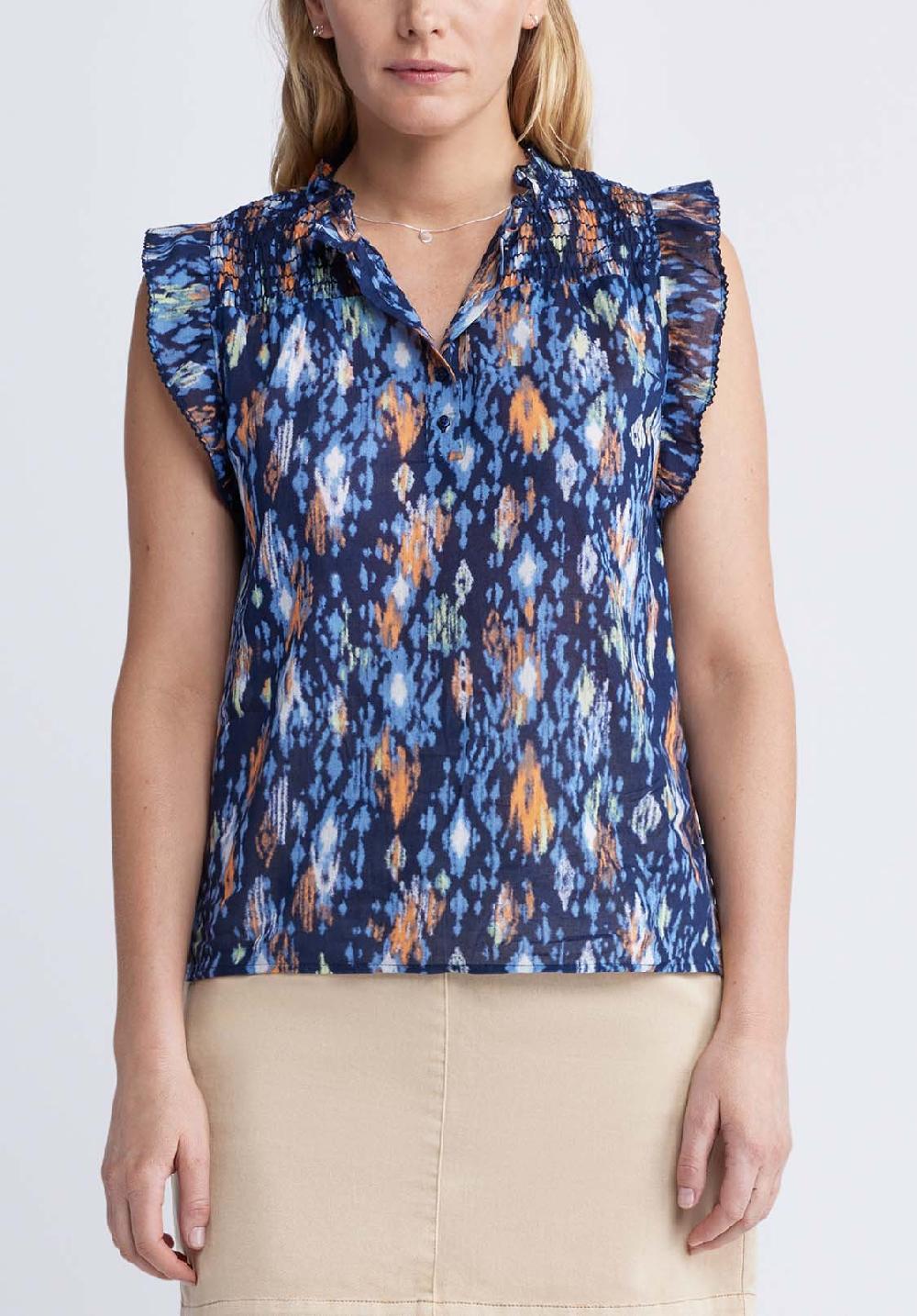 buffalo david bitton Cinza Women’s Sleeveless Printed Top in Navy