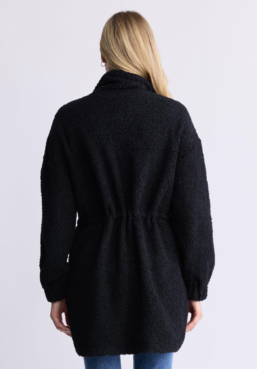 Buffalo David Bitton Citra Women's Cinch-Waist Full-Zip Sherpa Coat Black