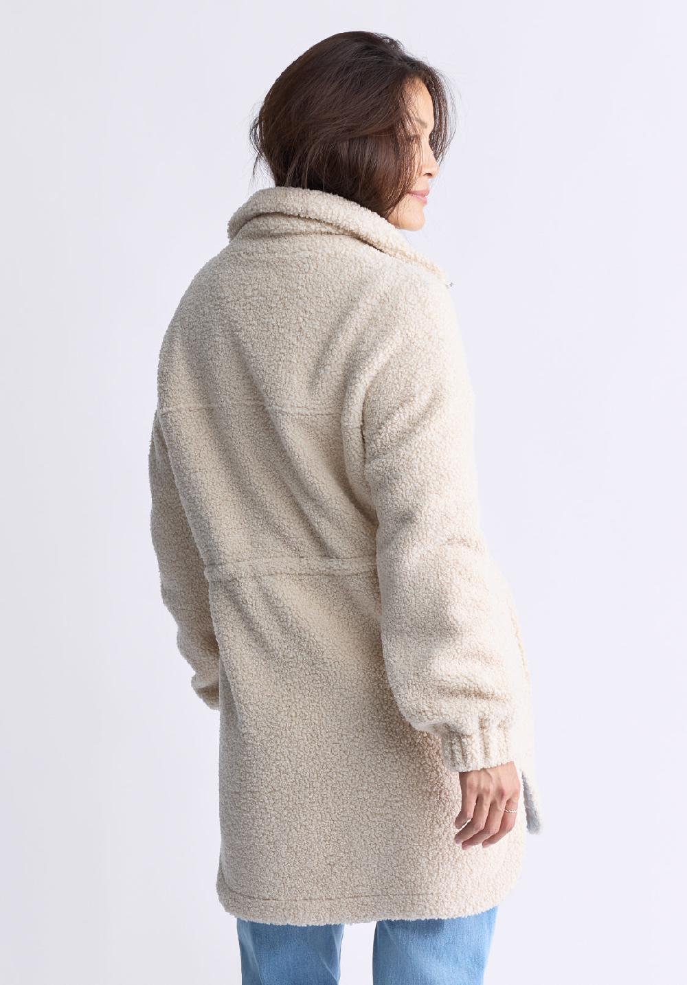 Buffalo David Bitton Citra Women's Cinch-Waist Full-Zip Sherpa Coat Oatmeal