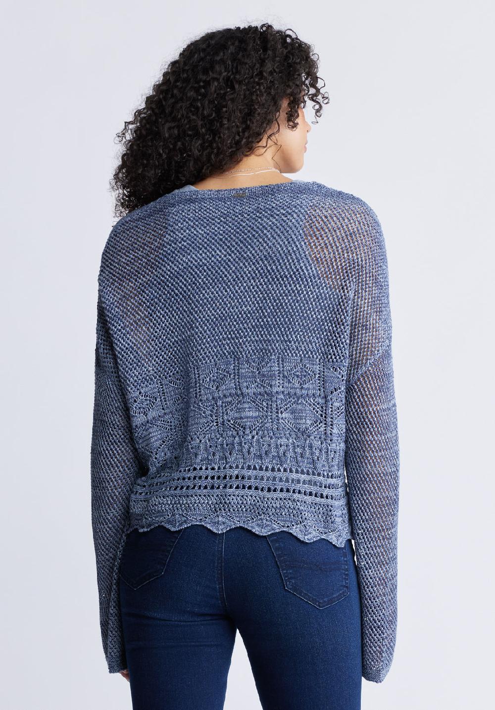Buffalo David Bitton Cornelia Women's Crochet Cropped Sweater Denim Blue