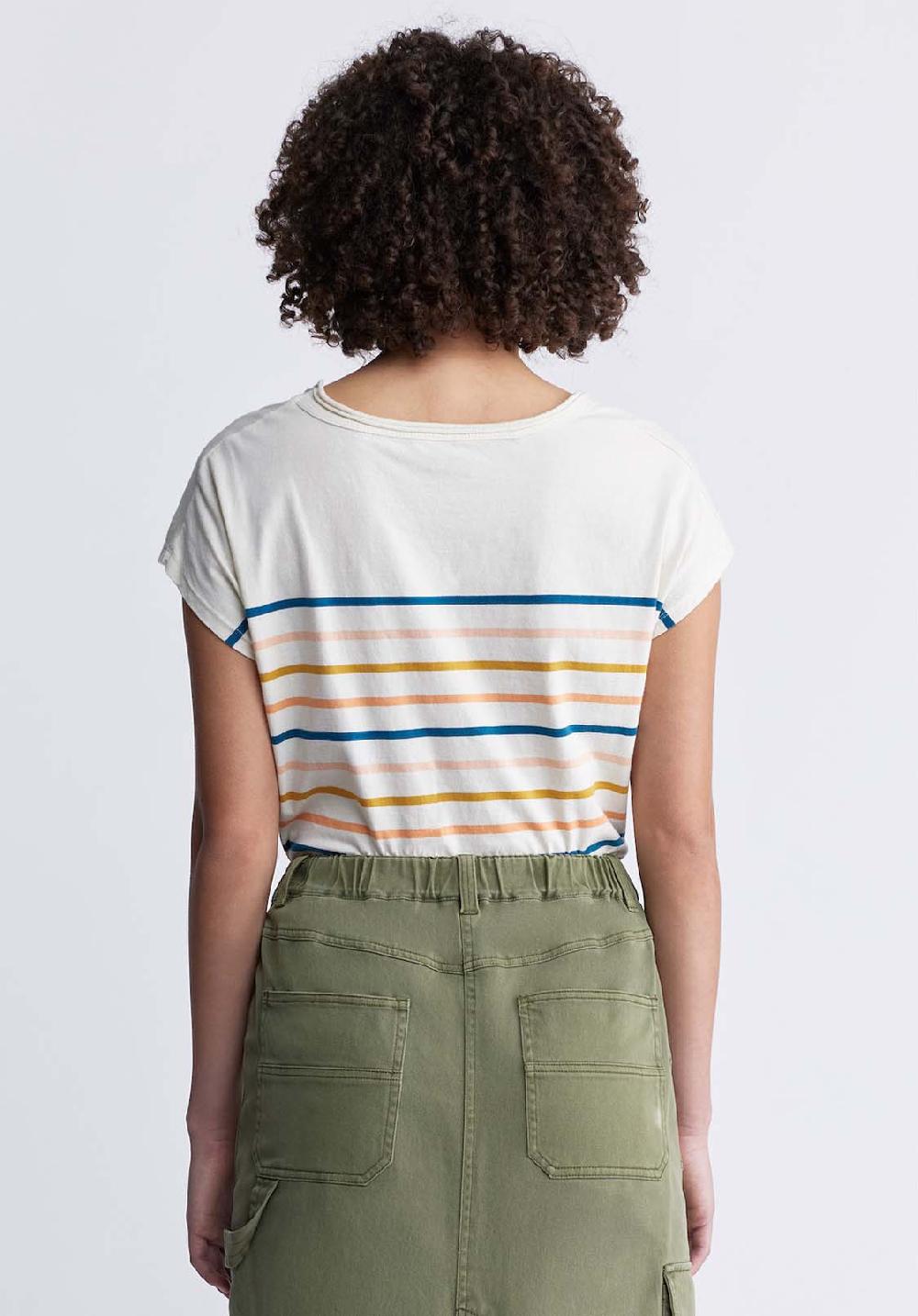 Buffalo David Bitton Danique Women’s V-Neck Striped T-Shirt In White