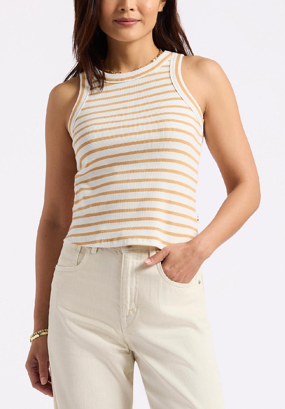 buffalo david bitton Débardeur côtelé rayé Regine pour femme beige