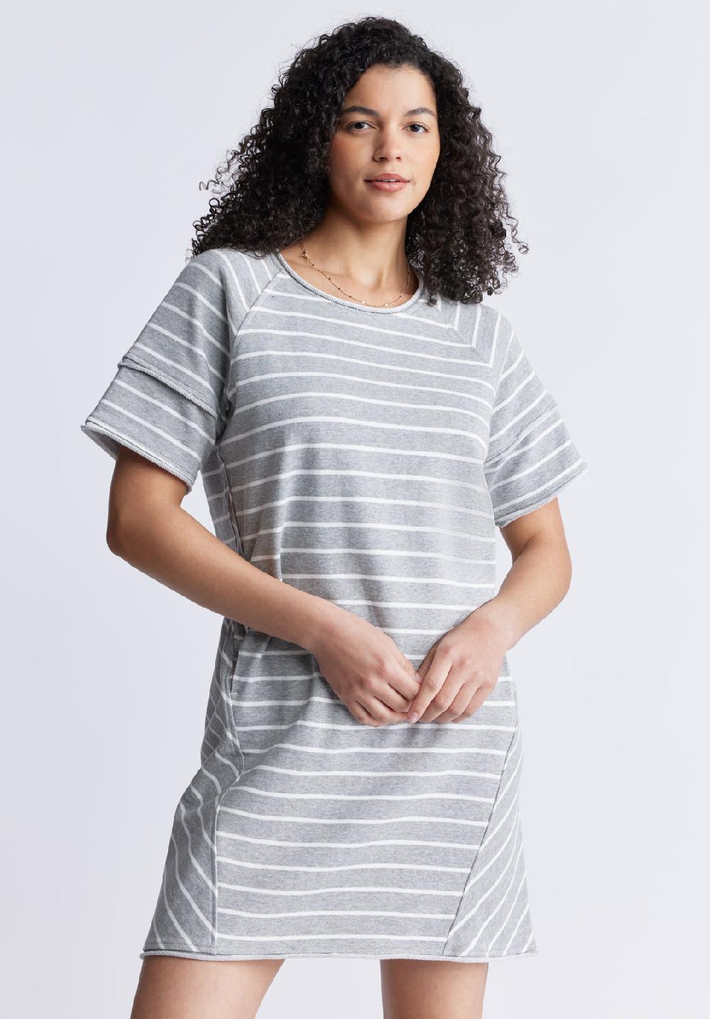 Buffalo David Bitton Delfina Women's T-Shirt Dress Grey And White Striped