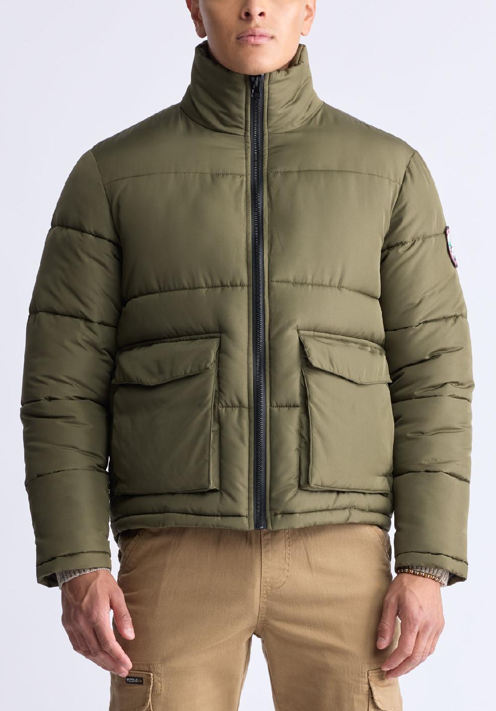 buffalo david bitton Doudoune zippée avec grandes poches Nate pour hommes vert - OBMFE001