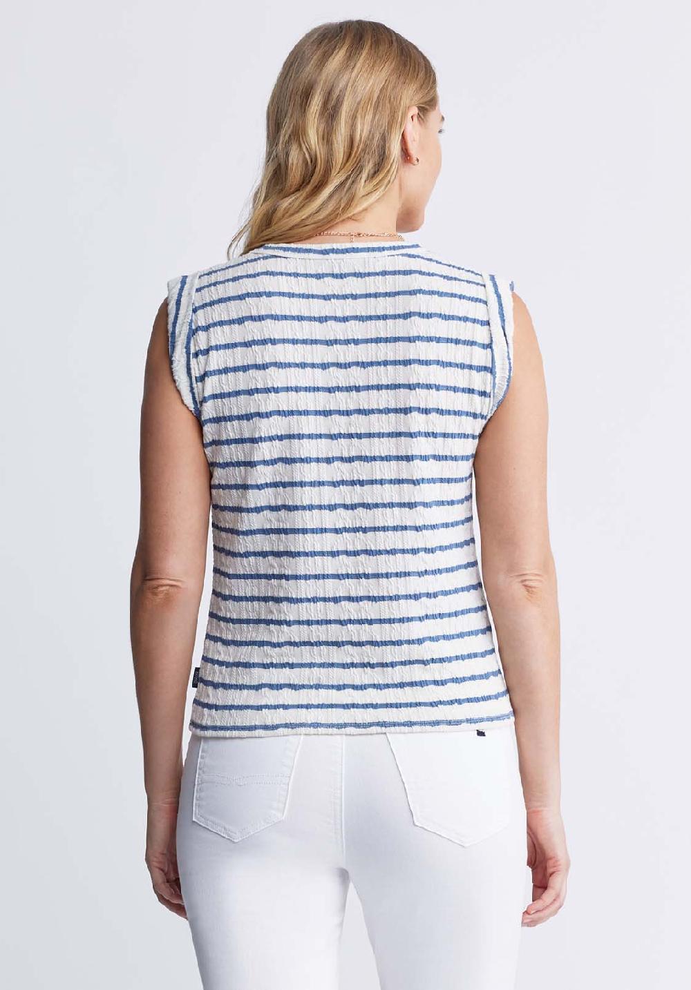 Buffalo David Bitton Elayne Women’s Striped Knit Tank Top In White & Blue