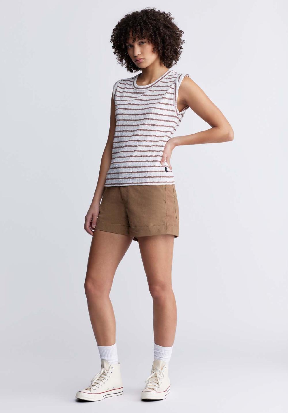 Buffalo David Bitton Elayne Women’s Striped Knit Tank Top In White & Tan