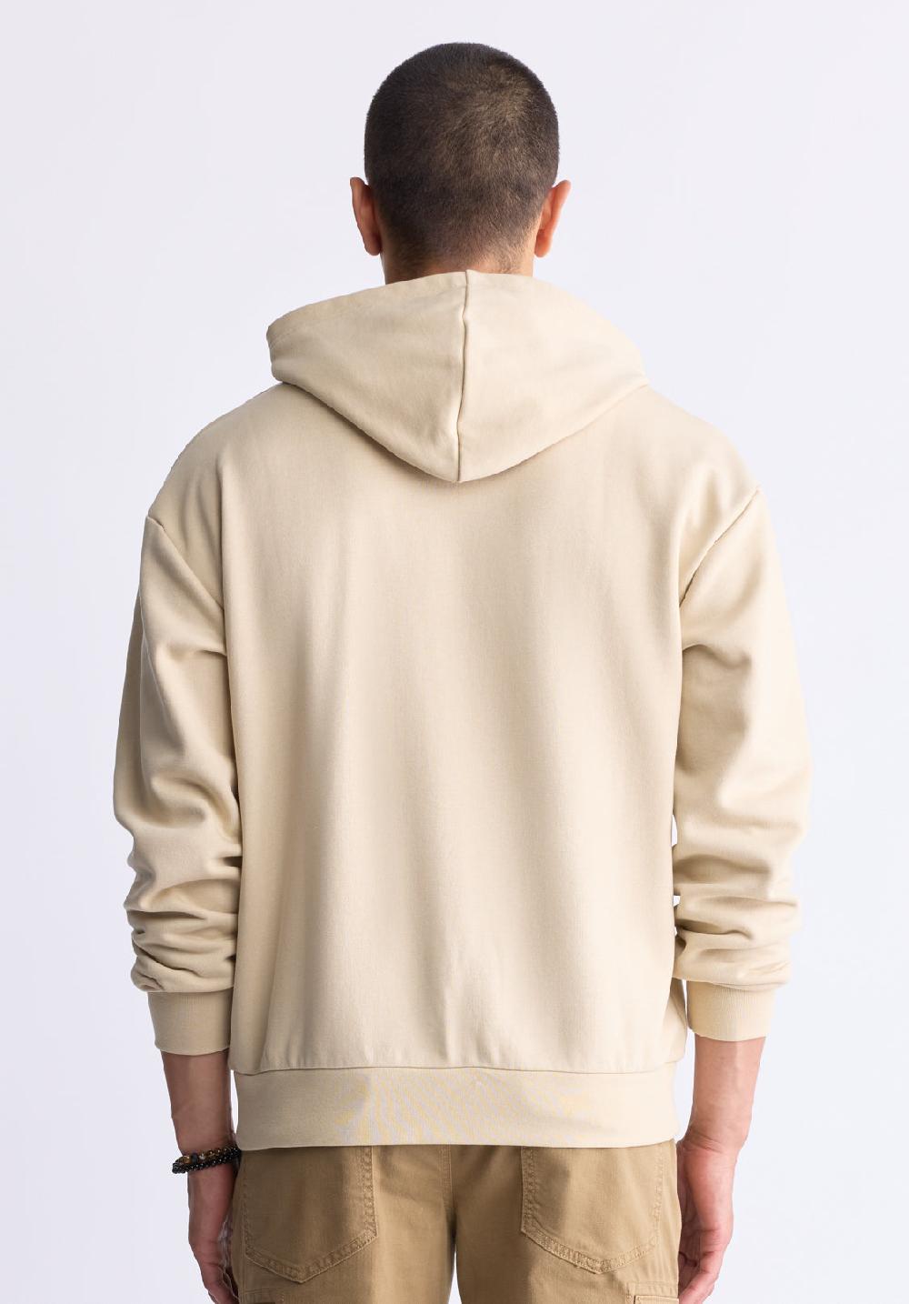 Buffalo David Bitton Fabio Men's Hooded Sweatshirt With Chest Pocket Cream