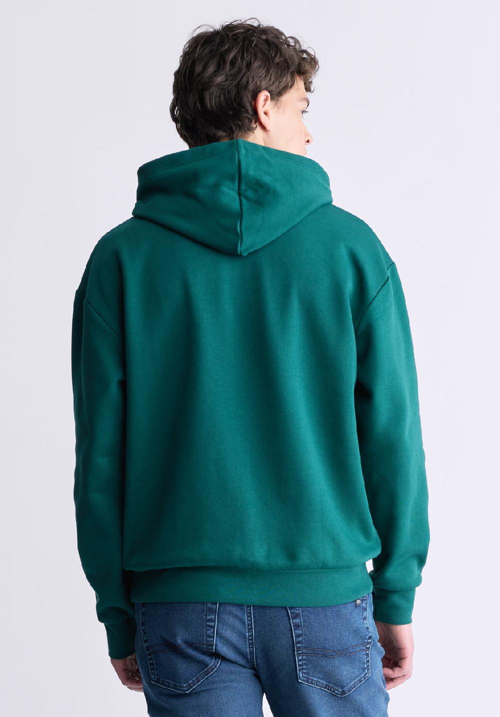 Buffalo David Bitton Fabio Men's Hooded Sweatshirt With Chest Pocket Forest Green