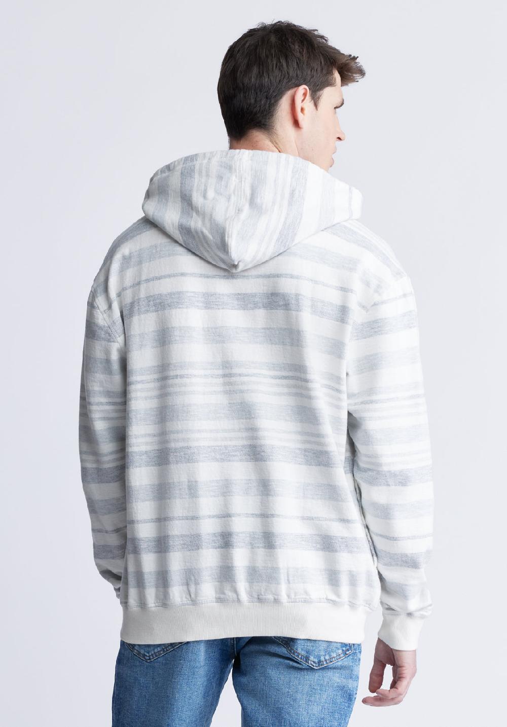Buffalo David Bitton Fazel Men's Striped Hoodie White With Light Blue