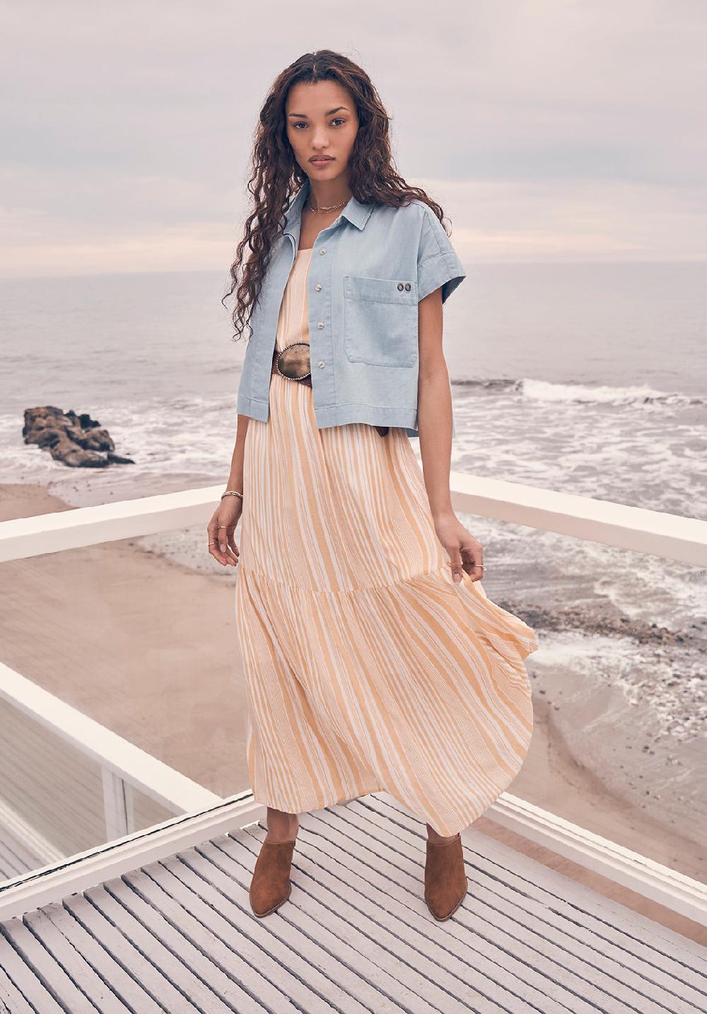 Buffalo David Bitton Fenella Women's Short Sleeve Crop Shirt Blue