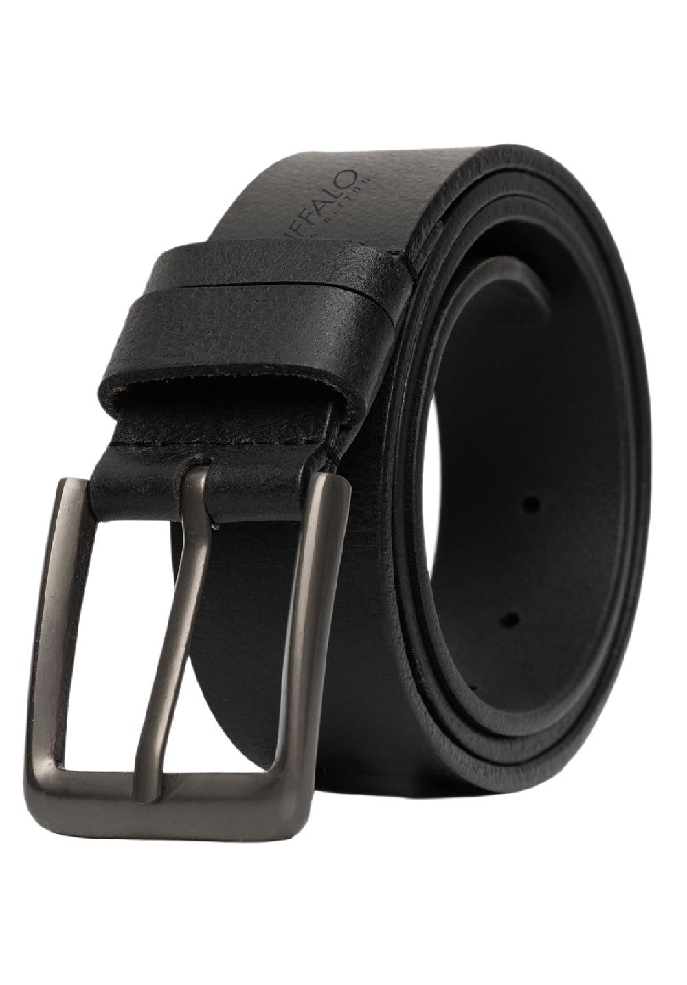Buffalo David Bitton Full Grain Black Buffalo Leather Belt