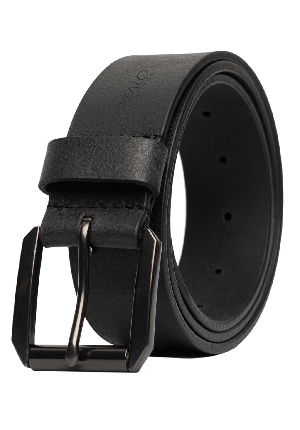 Buffalo David Bitton Full Grain Black Buffalo Leather Belt With Blackened Finish