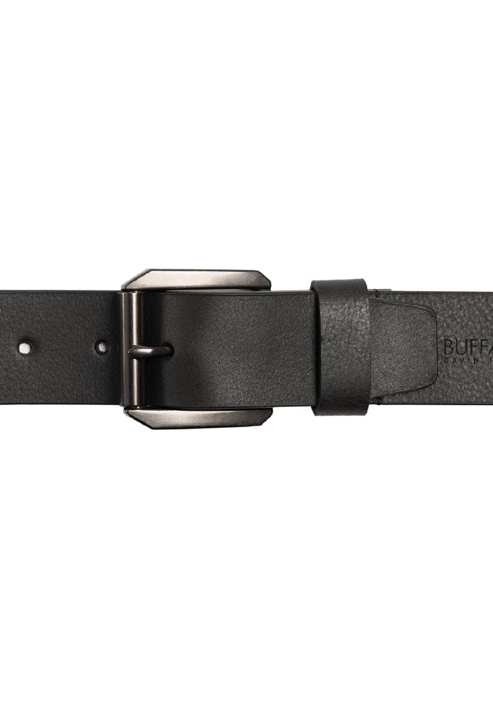 Buffalo David Bitton Full Grain Black Buffalo Leather Belt With Blackened Finish