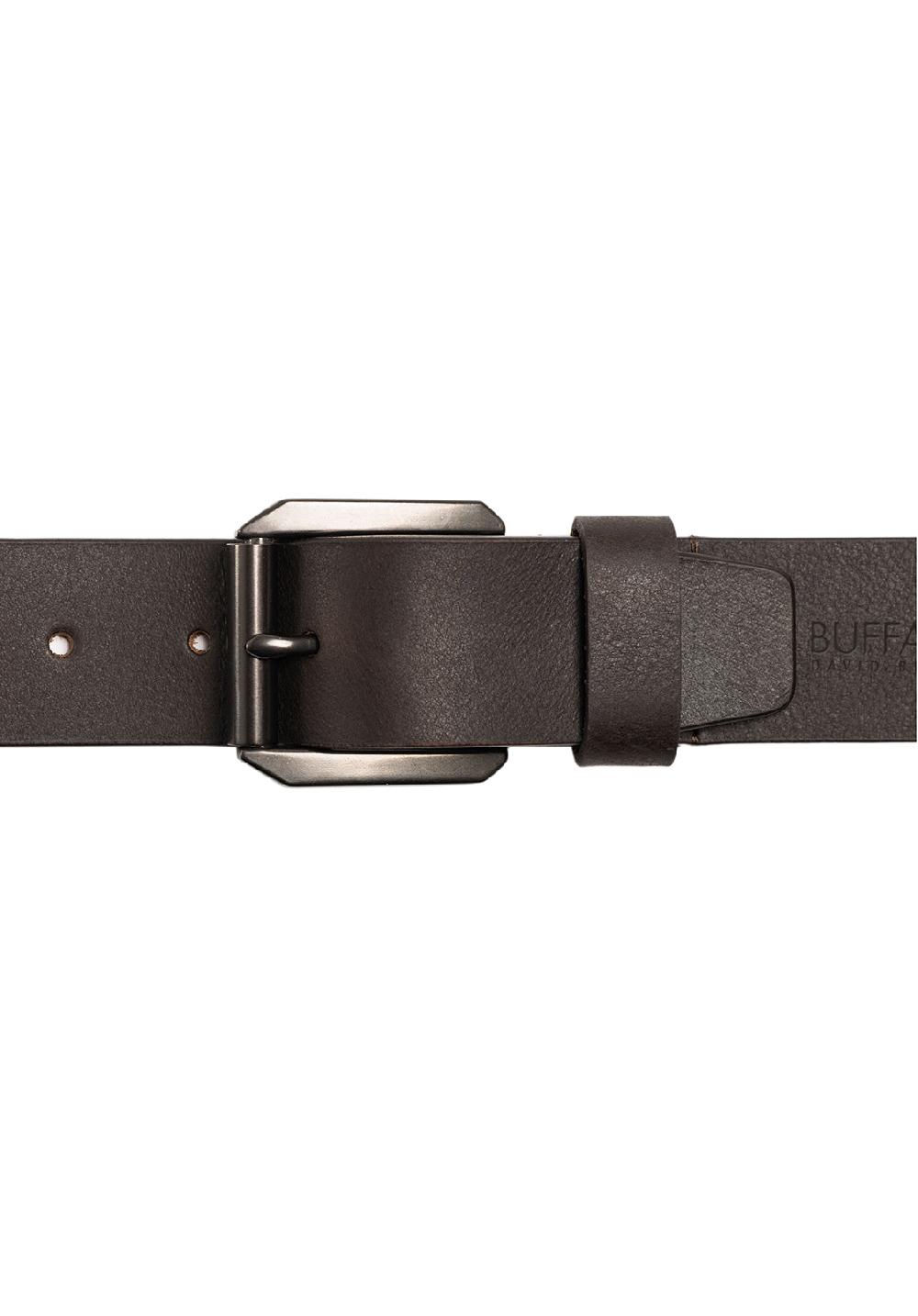 Buffalo David Bitton Full Grain Brown Buffalo Leather Belt With Blackened Finish