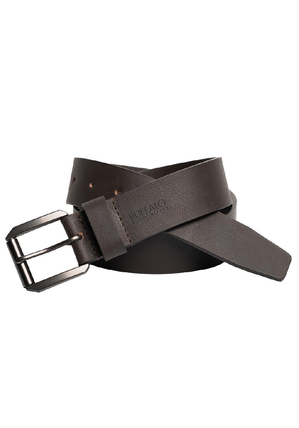 Buffalo David Bitton Full Grain Brown Buffalo Leather Belt With Blackened Finish
