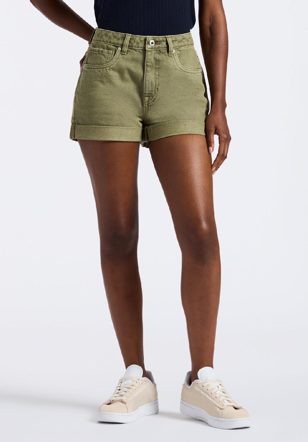 buffalo david bitton Goldie Women's High Rise Shorts in Green wash