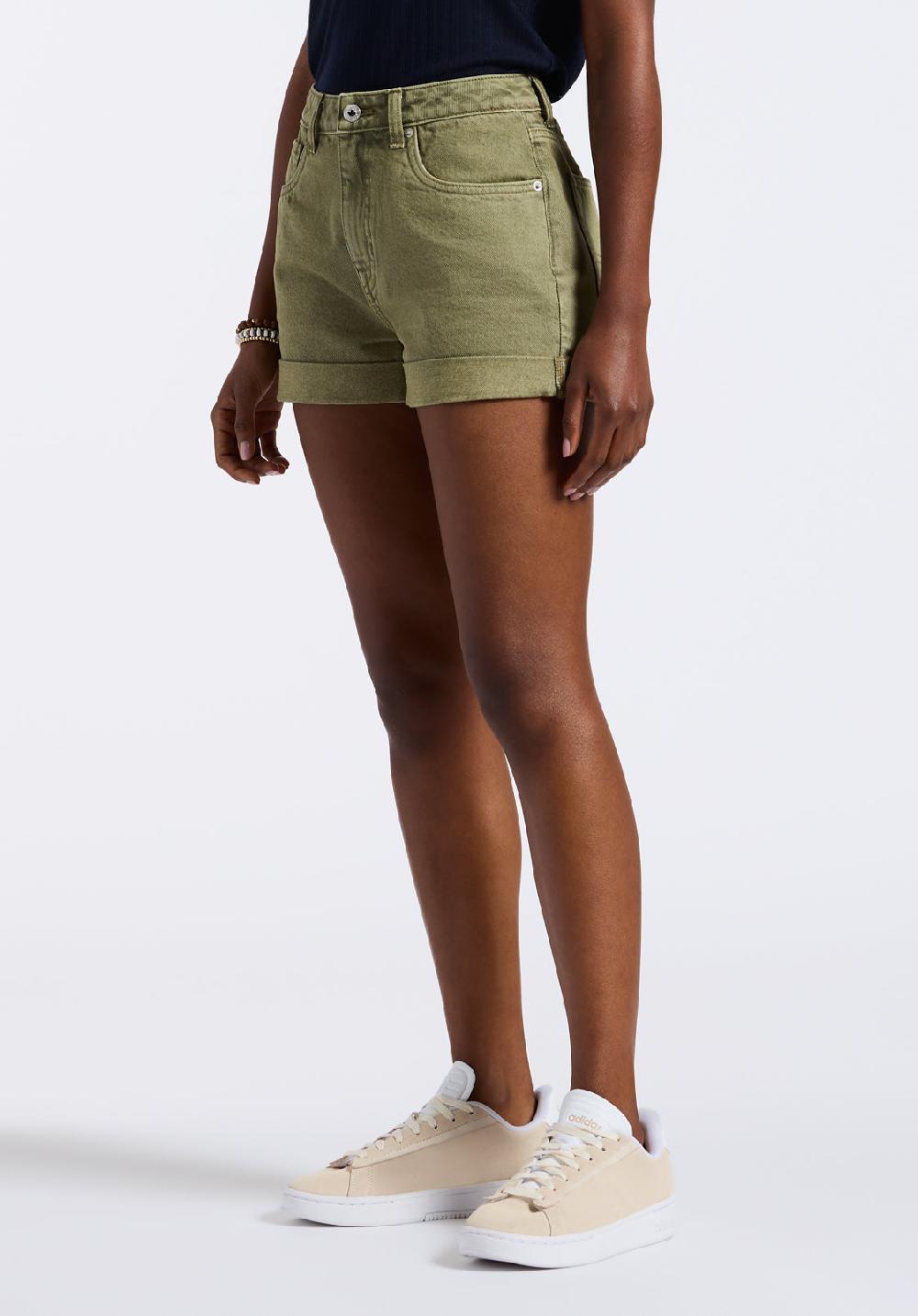 Buffalo David Bitton Goldie Women's High Rise Shorts In Green Wash