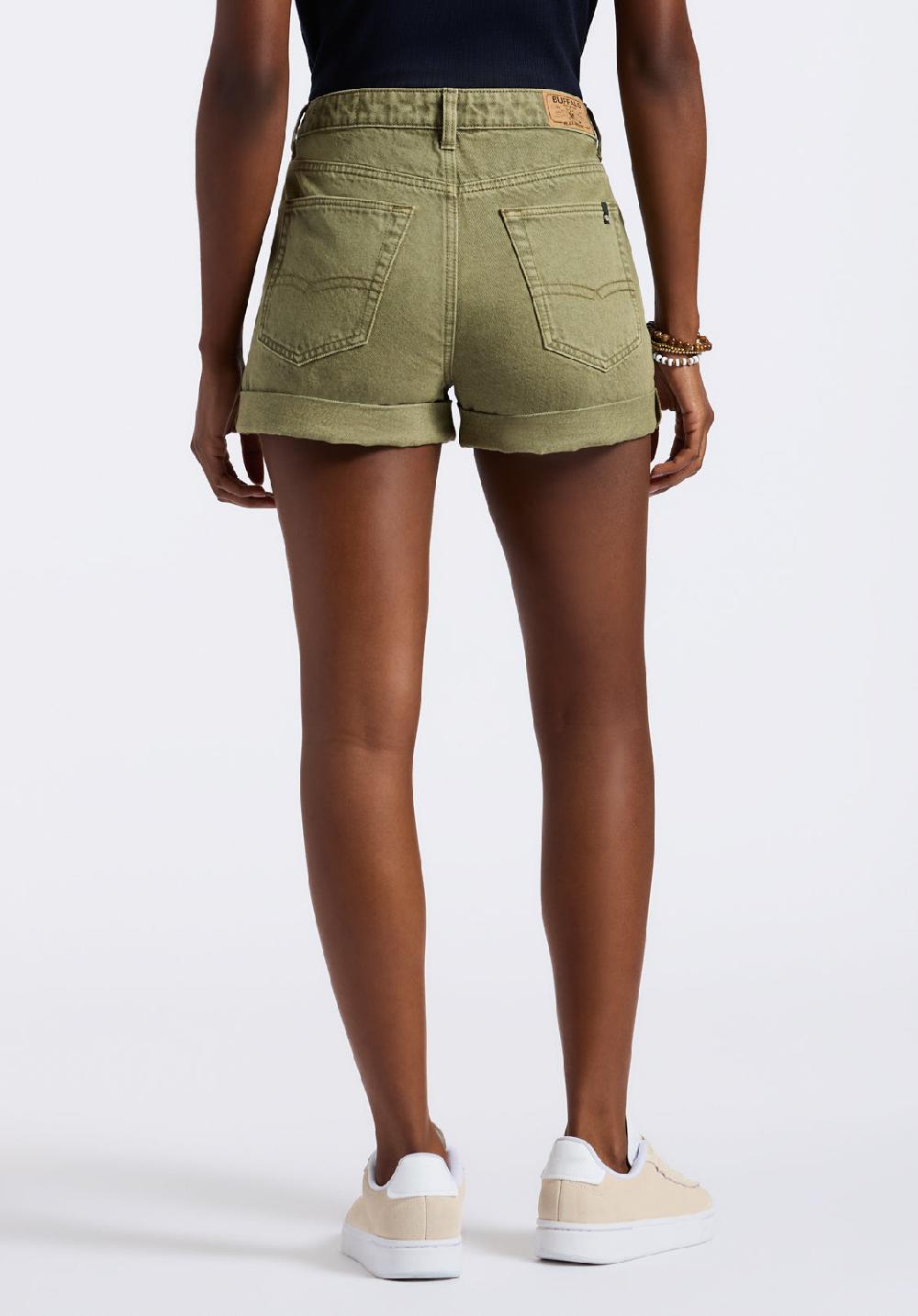 Buffalo David Bitton Goldie Women's High Rise Shorts In Green Wash