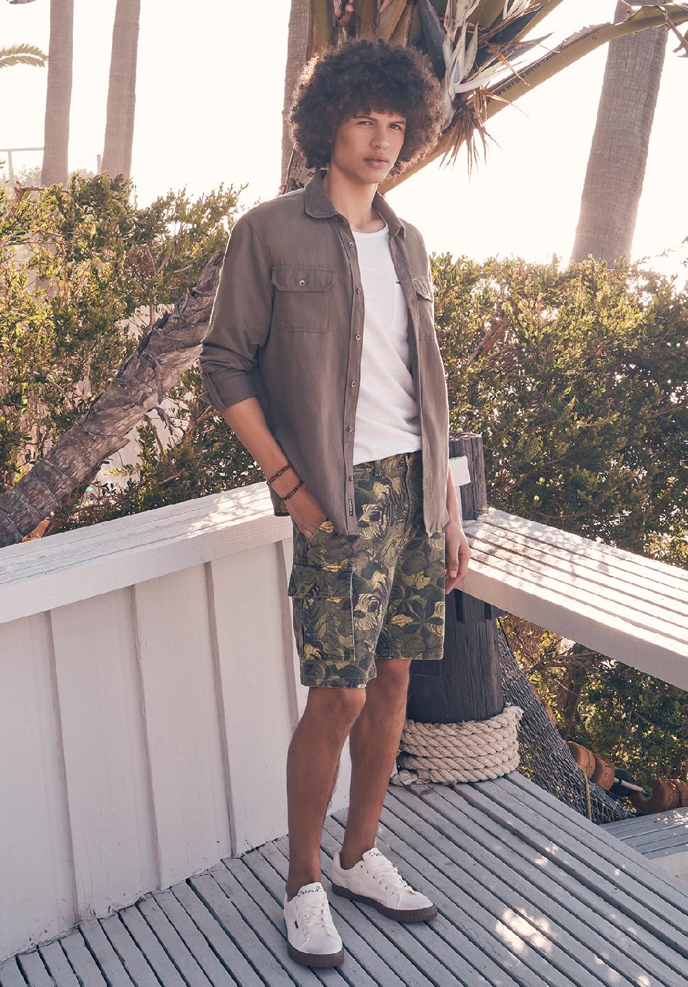 Buffalo David Bitton Hackman Men's Cargo Shorts In Sphagnum Green Print