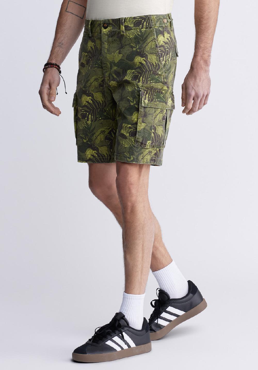 Buffalo David Bitton Hackman Men's Cargo Shorts In Sphagnum Green Print