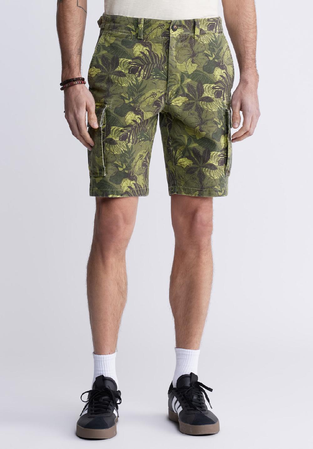 buffalo david bitton Hackman Men's Cargo Shorts in Sphagnum Green Print