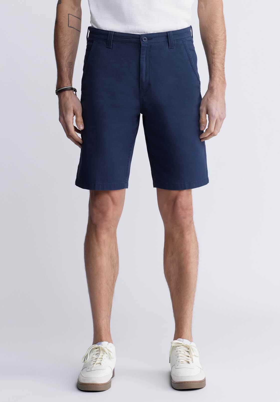 buffalo david bitton Hadrian Men's Flat Front Shorts in Midnight Blue