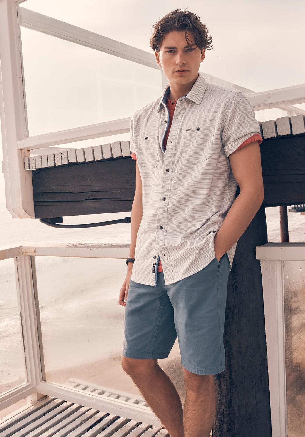 Buffalo David Bitton Hadrian Men's Flat Front Shorts In Mirage Blue