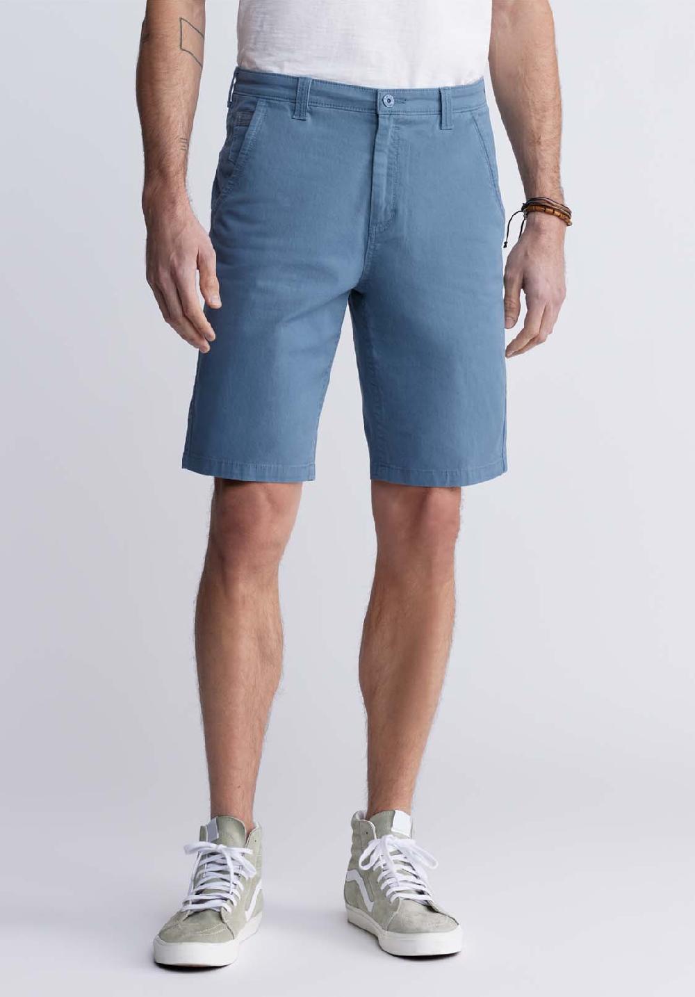 buffalo david bitton Hadrian Men's Flat Front Shorts in Mirage Blue