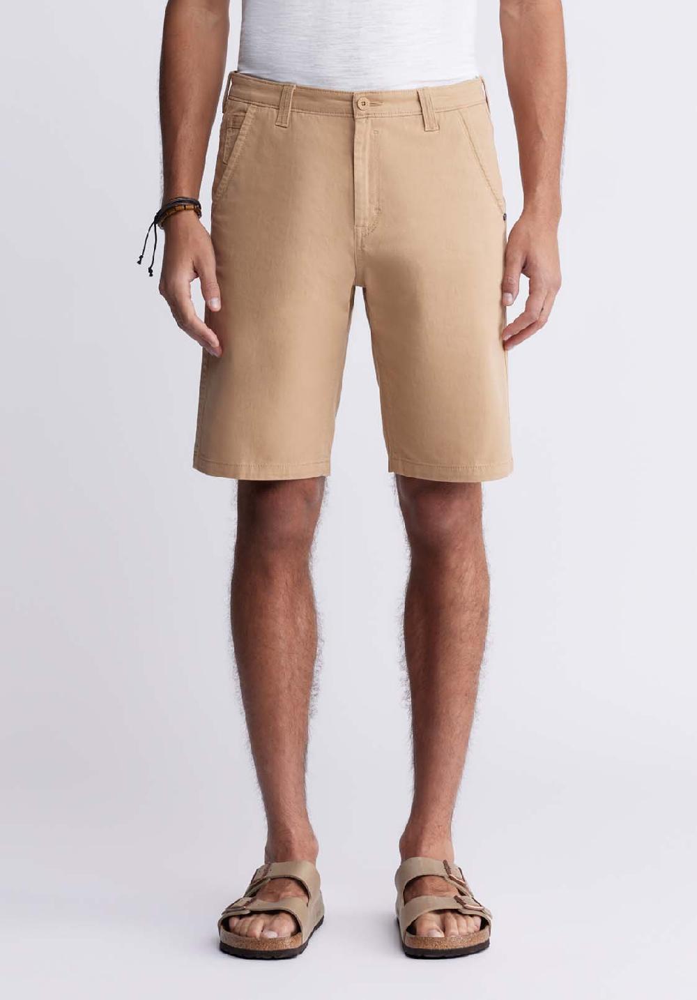 buffalo david bitton Hadrian Men's Flat Front Shorts in Tan