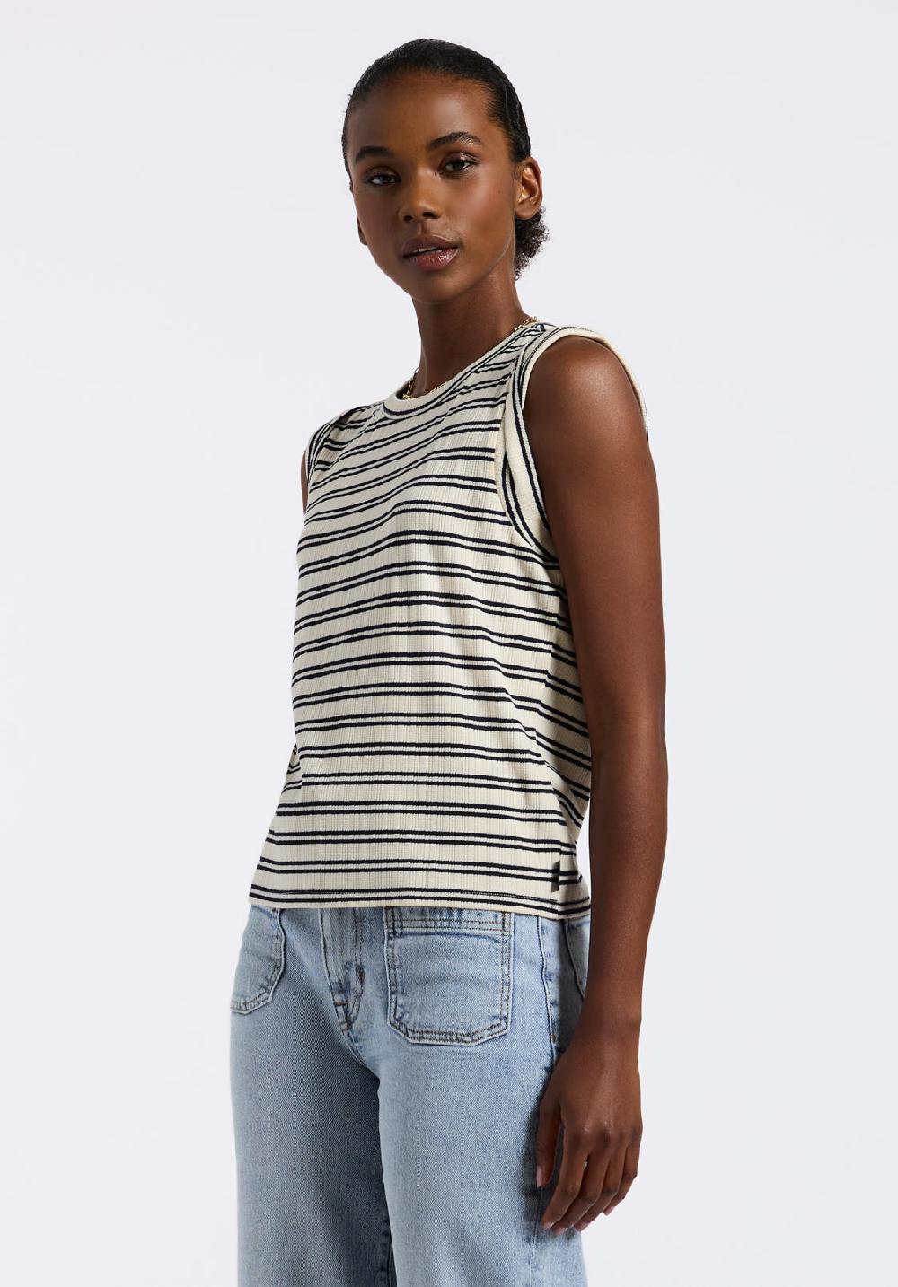 Buffalo David Bitton Haut Sans Manches à Rayures Pour Femme Elayne Beige Et Noir
